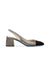 Crystal-embellished black gros grain and beige satin slingback pumps