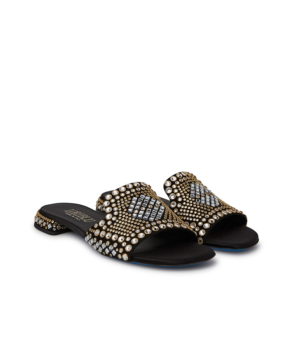 Black suede jewel mules | Loriblu