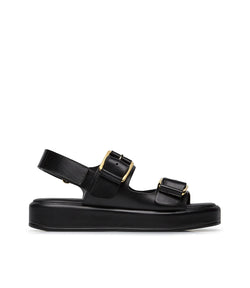 Black leather sandals