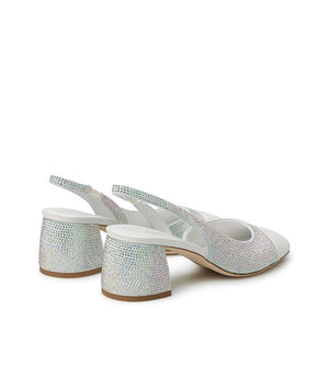 Slingback in nappa panna e pelle scamosciata bianco