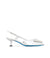 Silver laminated mirror synthetic leather jewel slingback pumps