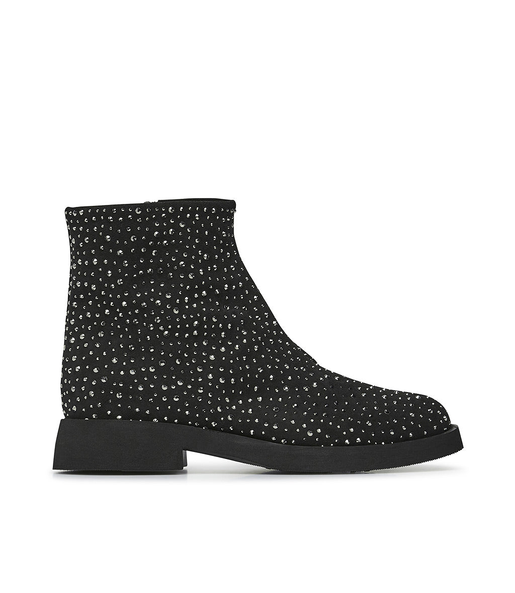 Rhinestoned black suede ankle boots Loriblu
