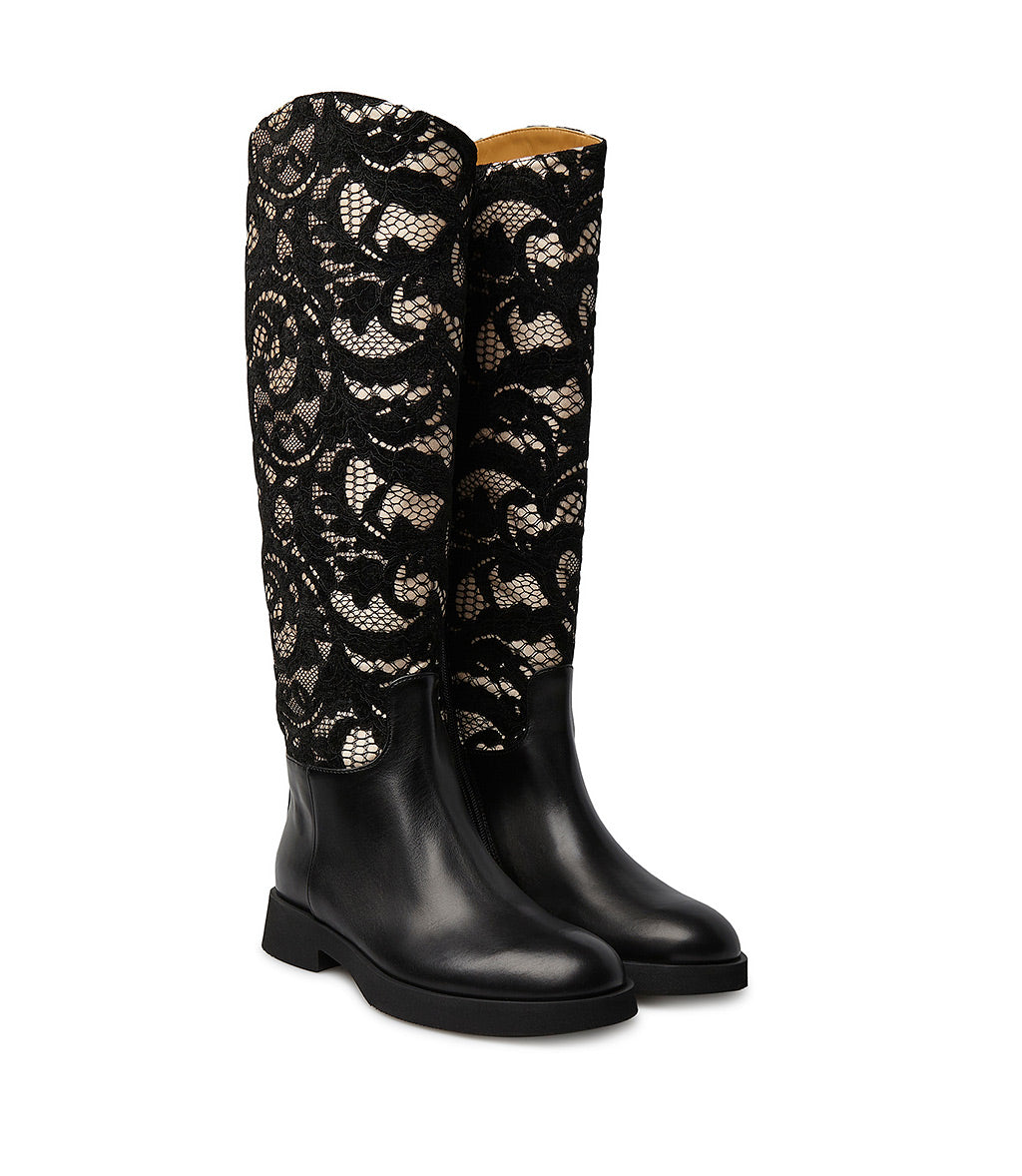 Loriblu ブーツ イタリア製 黒　サイズ:22.5 Riding style black calfskin boots | Loriblu
