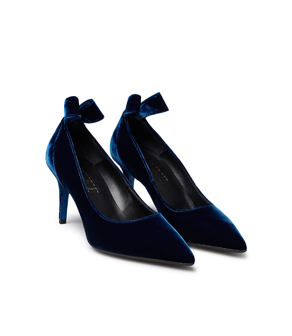 Blue velvet and patent leather pumps Loriblu - Main Image