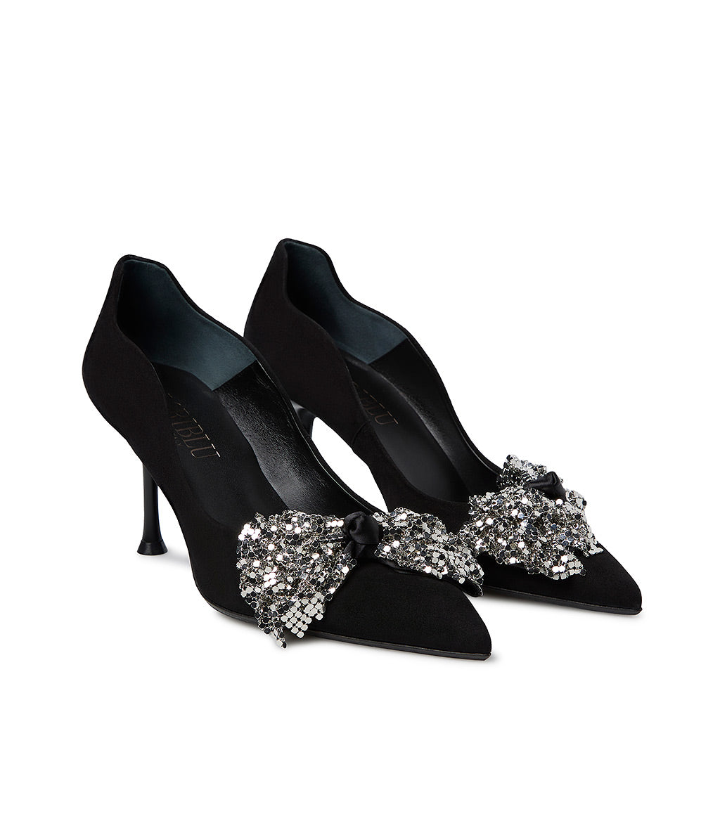 Loriblu Black Satin Floral Embellished Sandals Size 38 | eBay