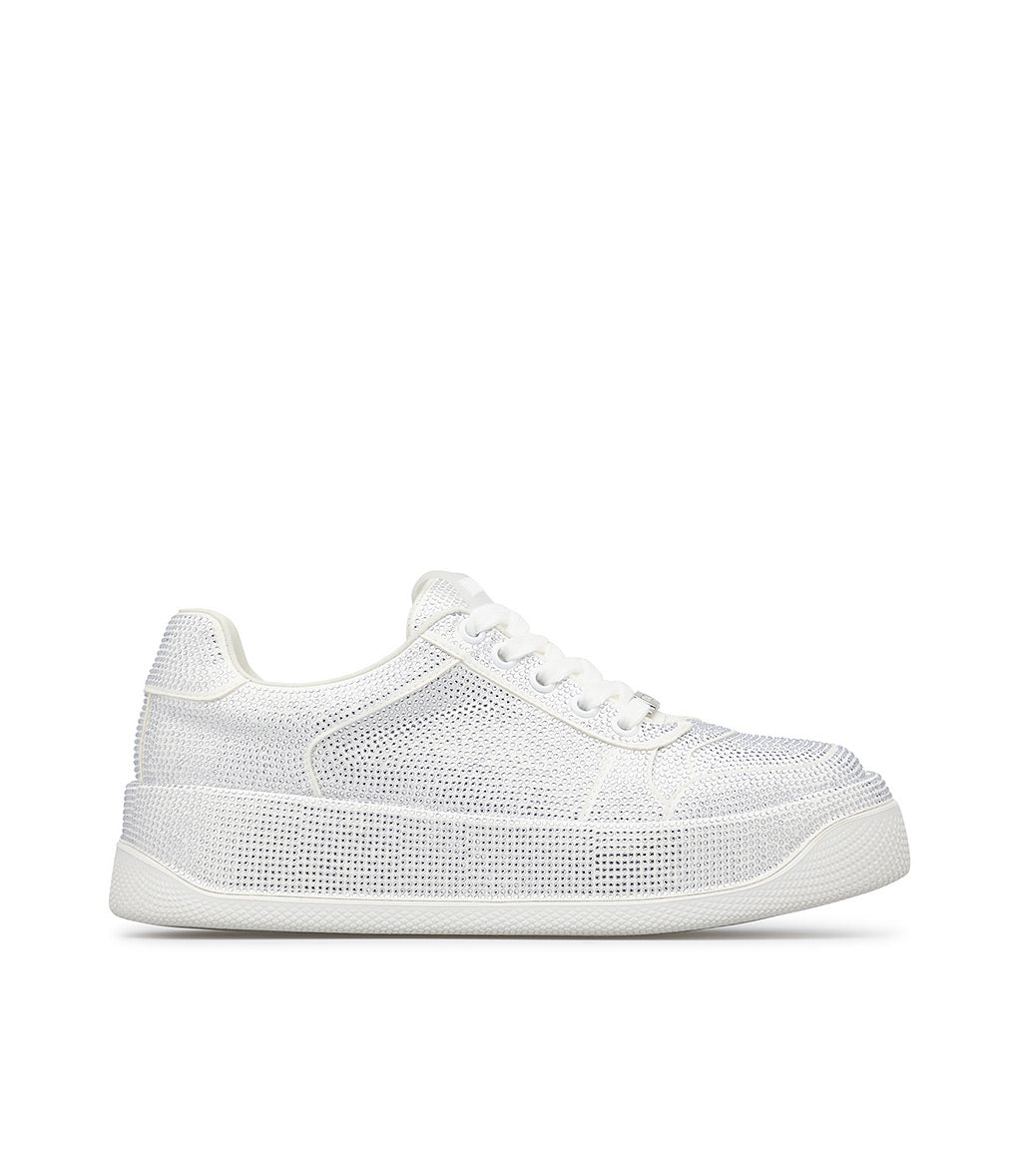 All-over crystals silver suede sneakers Loriblu