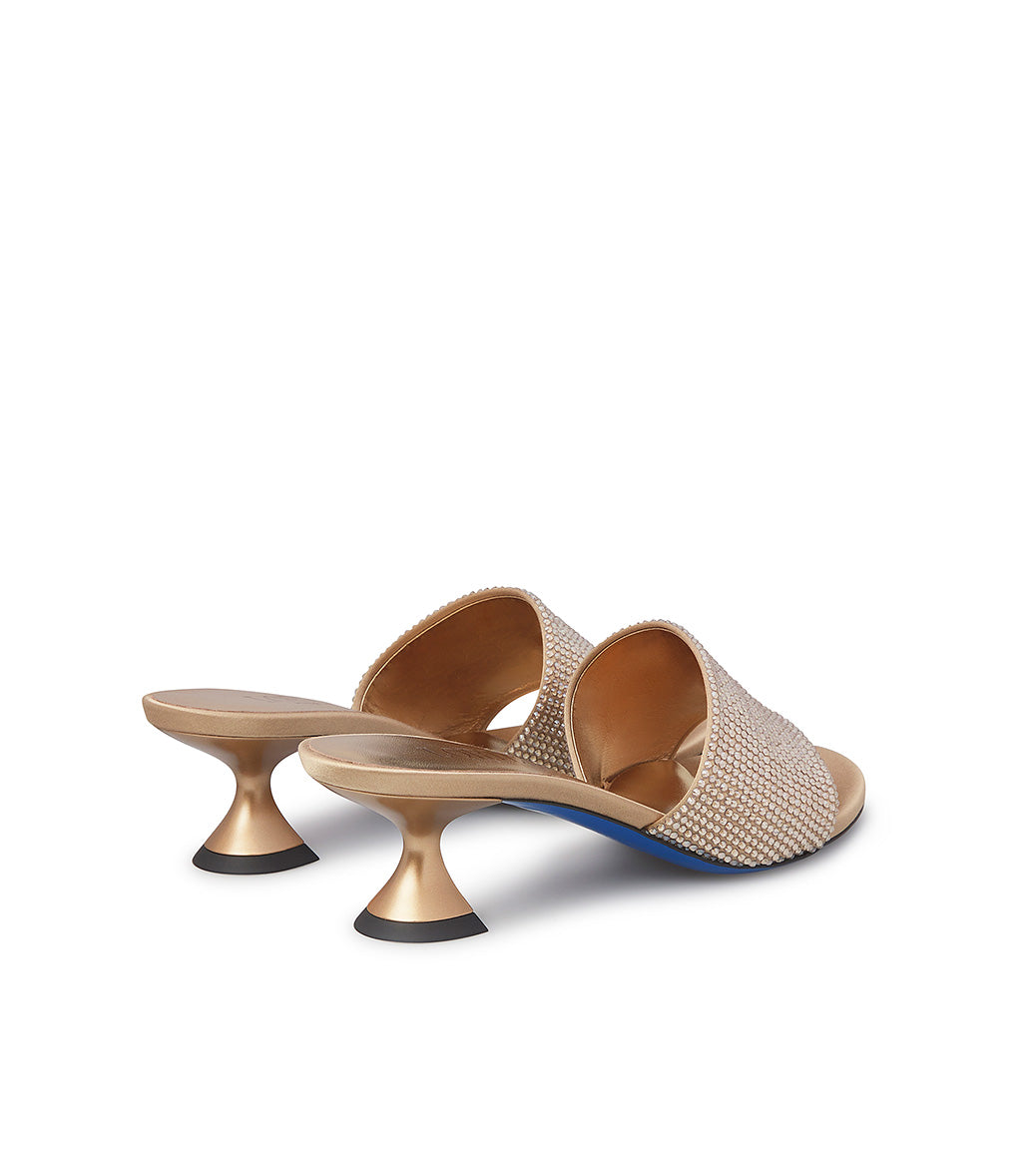 Bronze satin jewel mules | Loriblu