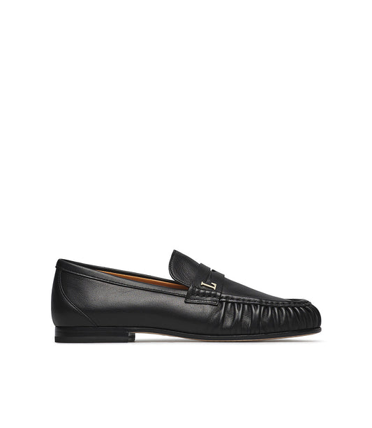 Black curled nappa leather loafers