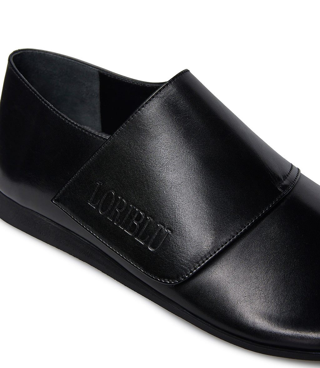 High-top black calfskin loafer