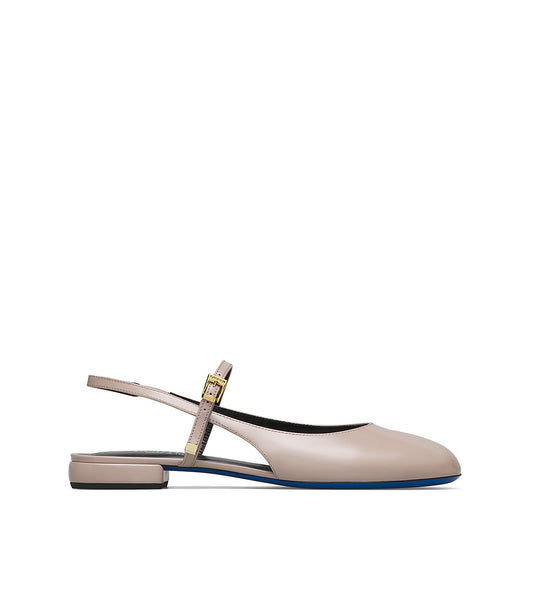 Slingback flat in vernice fango con cinturini