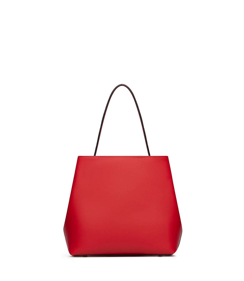 Coral red smooth leather tote bag Loriblu