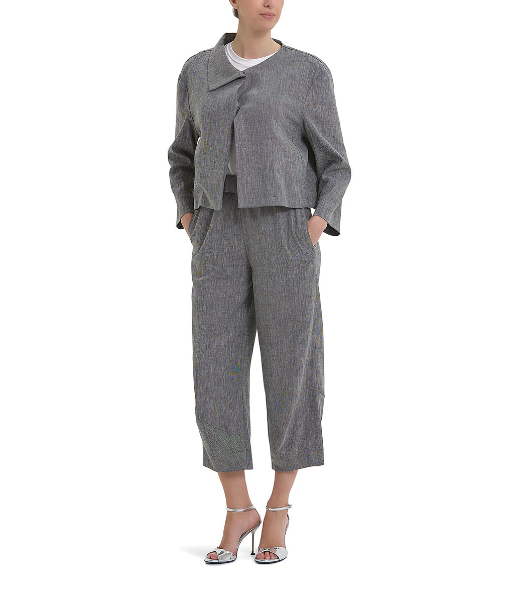 Pantalone palazzo grigio alla caviglia