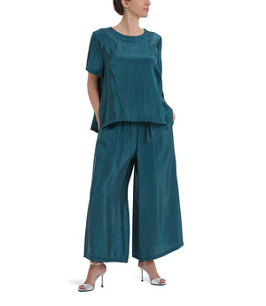 Blusa color petrolio a maniche corte