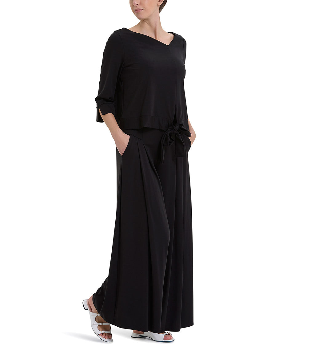Pantalone palazzo nero con pinces