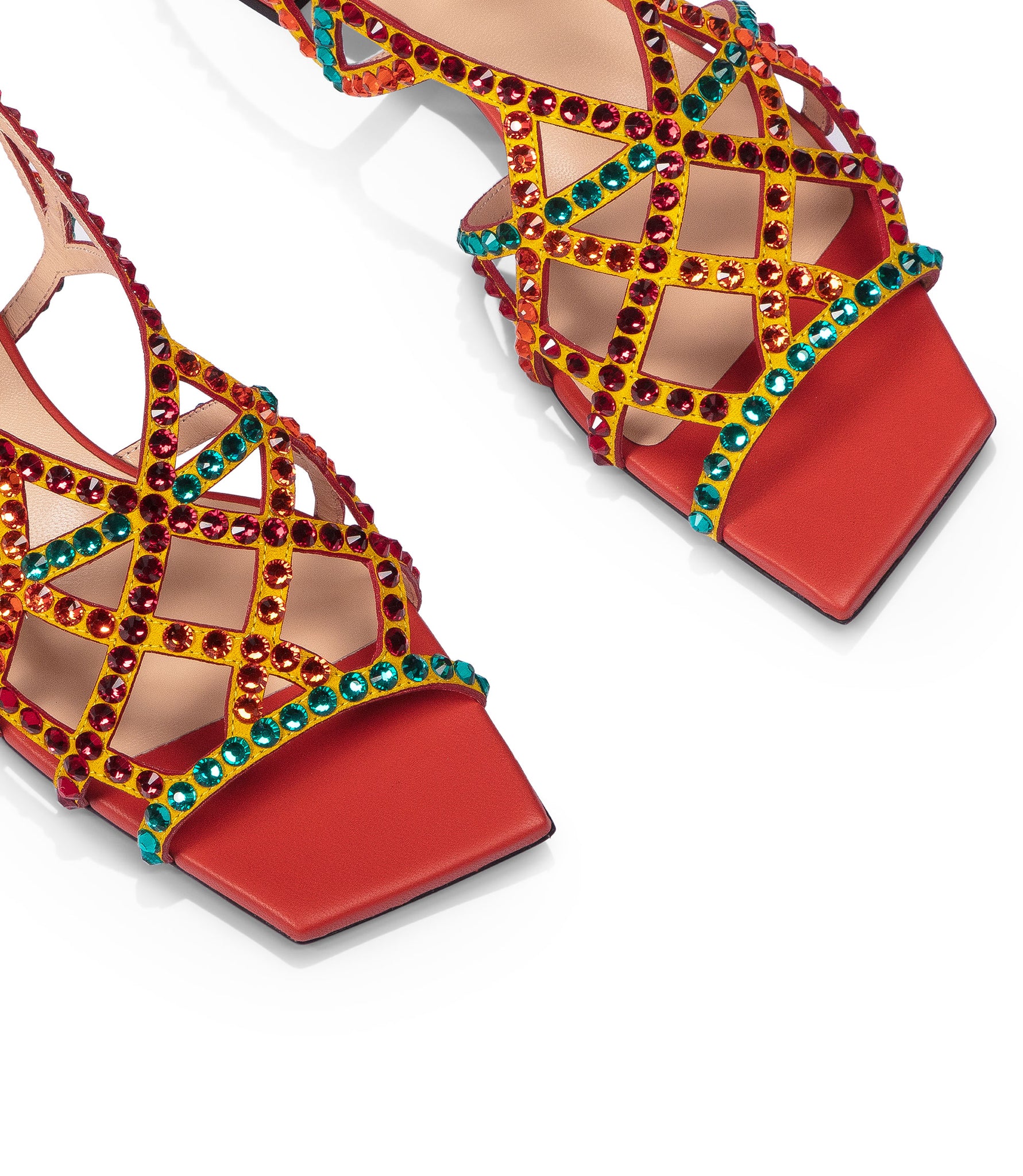 Red sales studded sandals