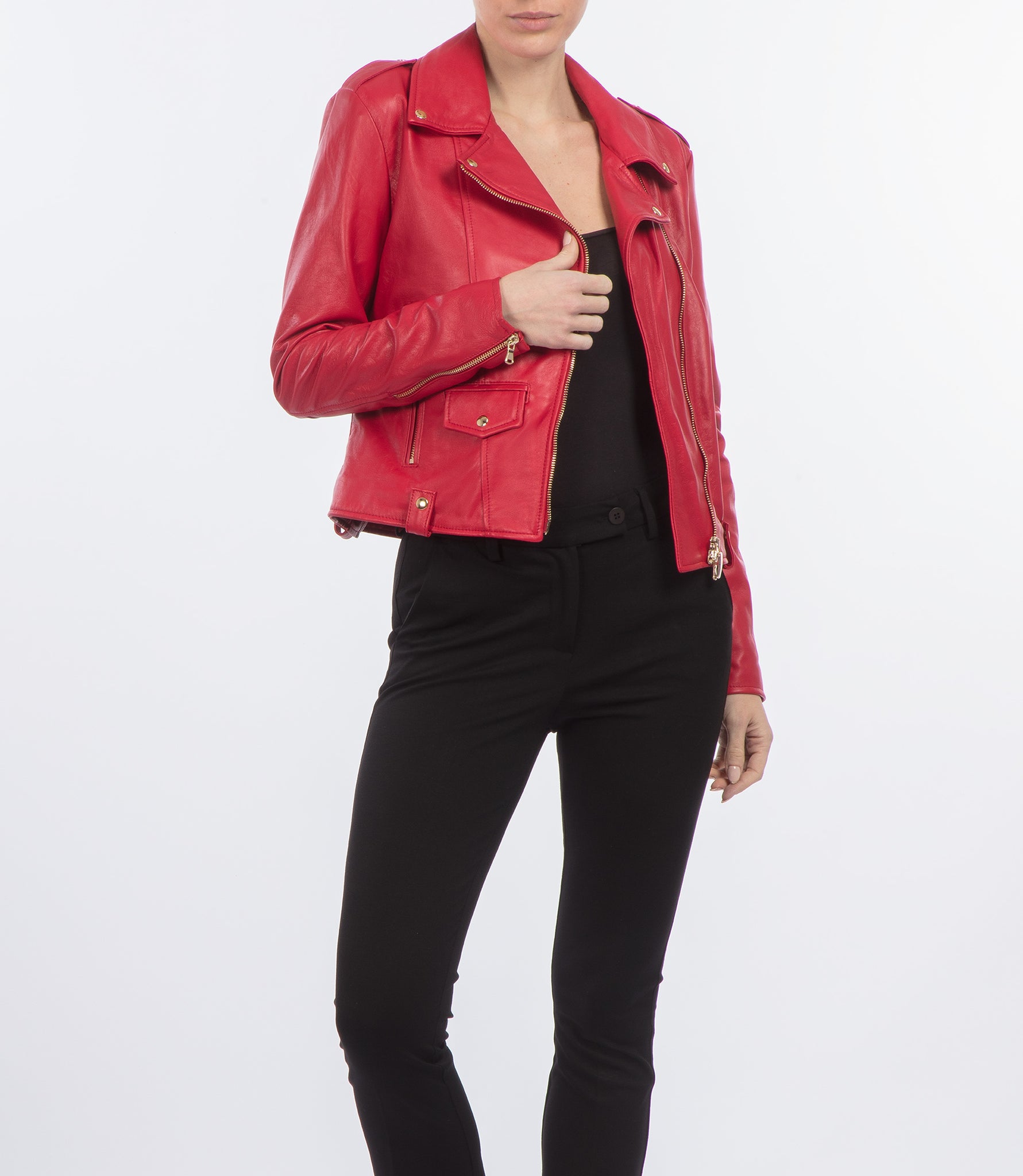 Red leather biker jacket – Loriblu.com